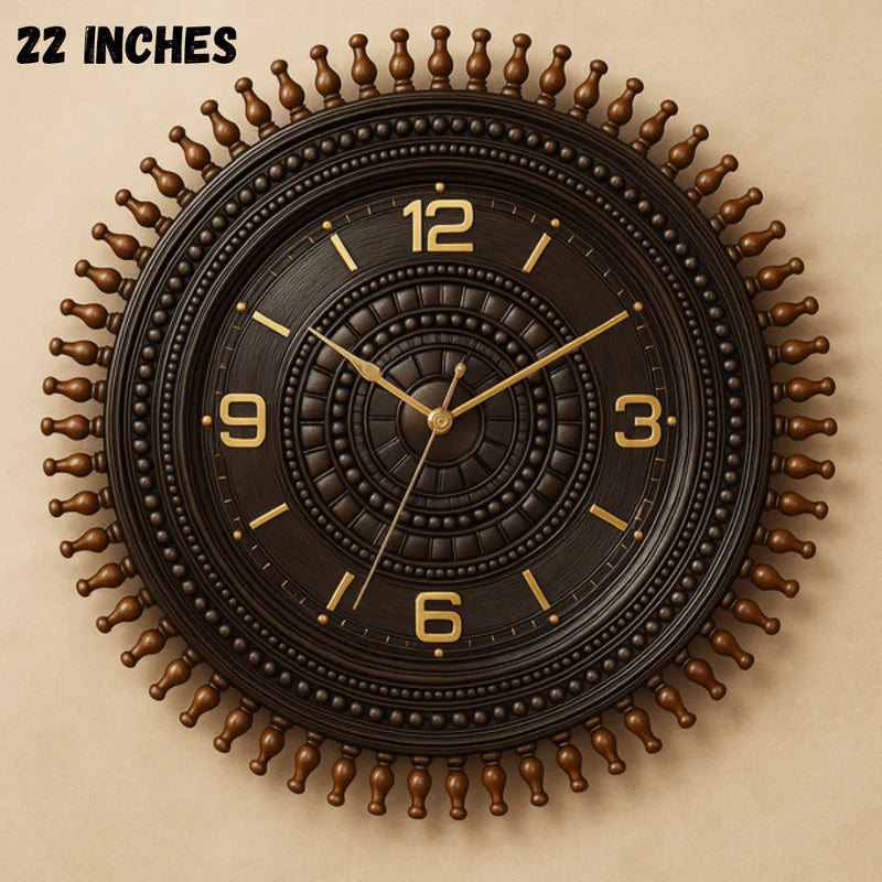 Handcrafted Wooden Round Wheel Ship Clock 22 inches