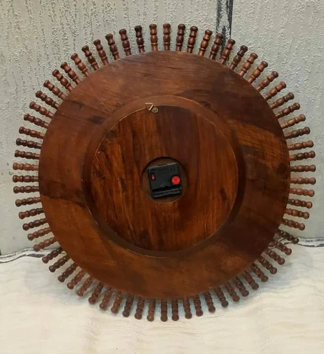 Handcrafted Wooden Round Wheel Ship Clock 22 inches